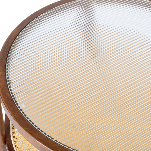 31.5 双层 胡桃色 庭院木边桌 玻璃 橡胶木 PE藤-4