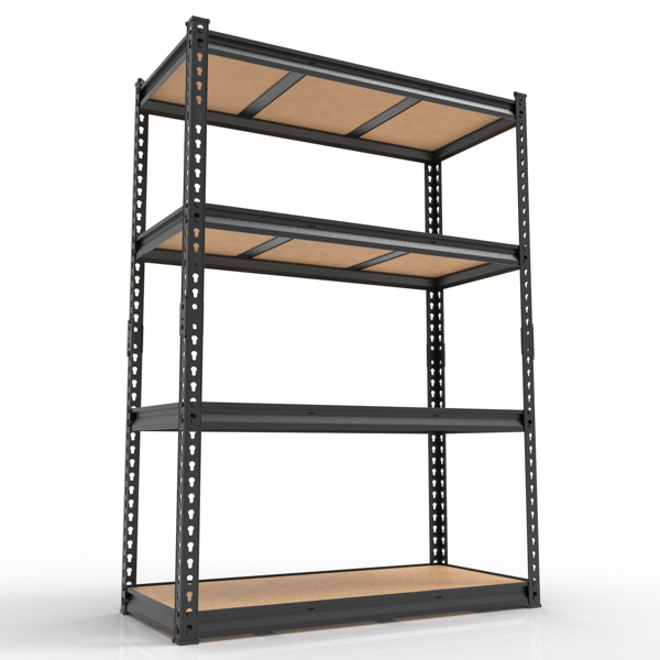 4层 可自由调节层间距 葫芦形孔位 带手套橡胶锤 展示架 铁 122*45*153.5cm 黑色铁件原木色中纤层板-19