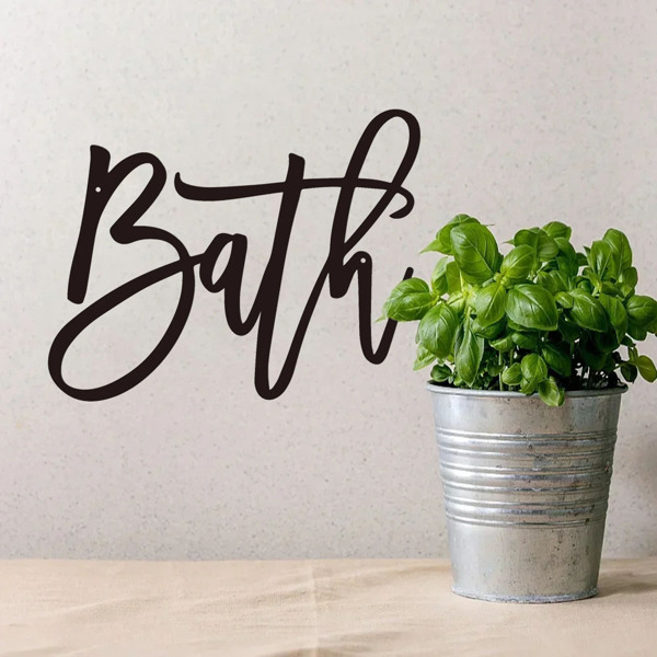 现代农家乐设计浴室标志：浴室金属字墙装饰的化妆室和浴室。这个墙壁雕塑为您的洗手间墙壁带来了优雅和永恒的吸引力，创造了一个放松和诱人的空间（TikTok、temu下自提）-32