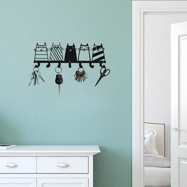 可爱的猫装饰挂钩。七钩键钩架，转换成一个高品质的现代壁挂式衣架（TikTok、temu下自提）-9