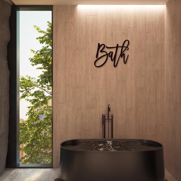 现代农家乐设计浴室标志：浴室金属字墙装饰的化妆室和浴室。这个墙壁雕塑为您的洗手间墙壁带来了优雅和永恒的吸引力，创造了一个放松和诱人的空间（TikTok、temu下自提）-25