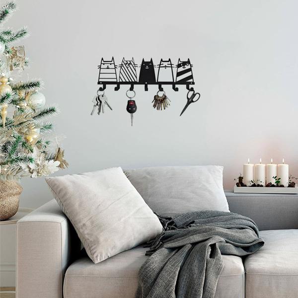 可爱的猫装饰挂钩。七钩键钩架，转换成一个高品质的现代壁挂式衣架（TikTok、temu下自提）-20