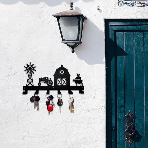 1PC，坚固的金属挂壁式储物架，带挂钩，非常适合挂外套，钥匙，毛巾等。一个多功能和实用的支架。实用钩子。（TikTok、temu下自提）-31