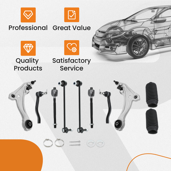 10 件装前下控制臂拉杆（左和右）适用于Nissan  Maxima 2009-2014-2