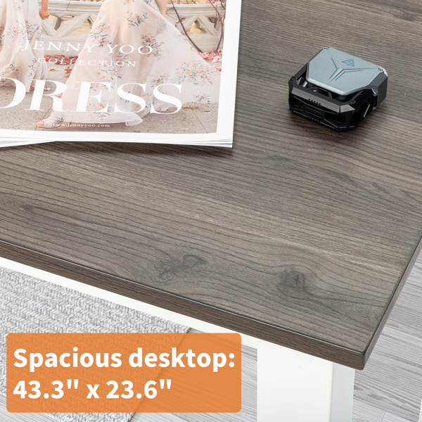 FCH 灰色桌面+白色管架 P2 刨花板贴三胺 钢脚 110cm 电脑桌-13