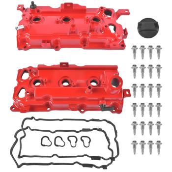 气门室盖 2Pcs Aluminum Valve Covers Red with Gasket Cap Fit for Infiniti EX35 FX35 G35 M35 M35h 3.5L V6 13264JK20A