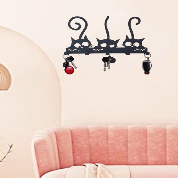 采购产品古董壁挂式黑色金属挂架-设计用于挂大衣，软呢帽和衣服，迷人的壁挂架，实用钩子（TikTok、temu下自提）-4