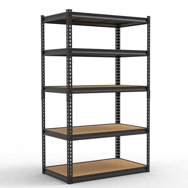 5层 可自由调节层间距 葫芦形孔位 带手套橡胶锤 展示架 铁 122*60*184cm 黑色铁件原木色中纤层板-7