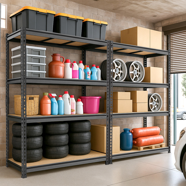 4层 可自由调节层间距 葫芦形孔位 带手套橡胶锤 展示架 铁 122*45*153.5cm 黑色铁件原木色中纤层板-3