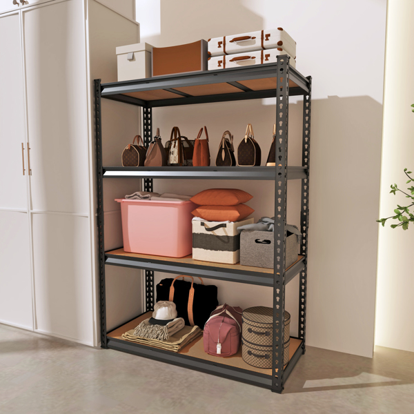 4层 可自由调节层间距 葫芦形孔位 带手套橡胶锤 展示架 铁 122*60*153.5cm 黑色铁件原木色中纤层板-12