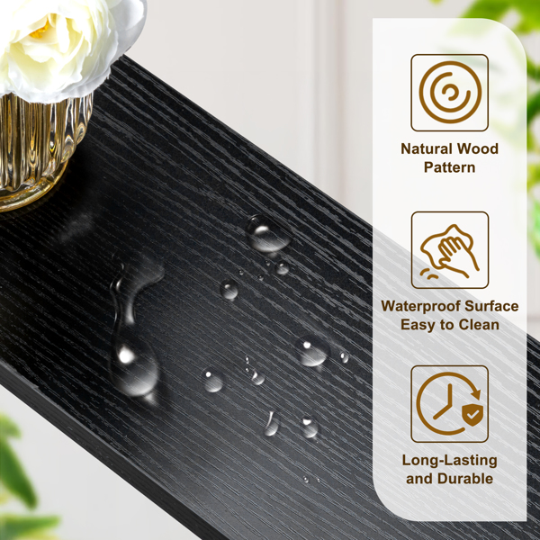 黑色 2件装 三胺+铁 200*15*79cm 玄关桌 带排插（美标）-13