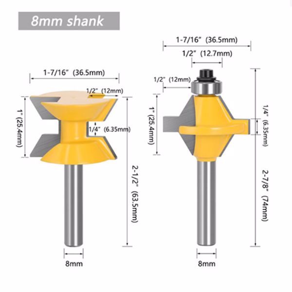 8柄1/2柄12mm木工铣刀120°榫合刀拼板刀拼接刀木工铣锣机雕刻刀 8柄-7