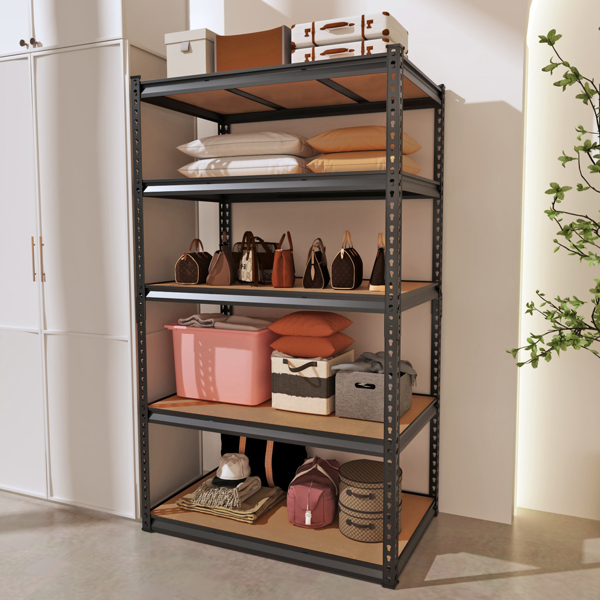 5层 可自由调节层间距 葫芦形孔位 带手套橡胶锤 展示架 铁 122*45*184cm 黑色铁件原木色中纤层板-12