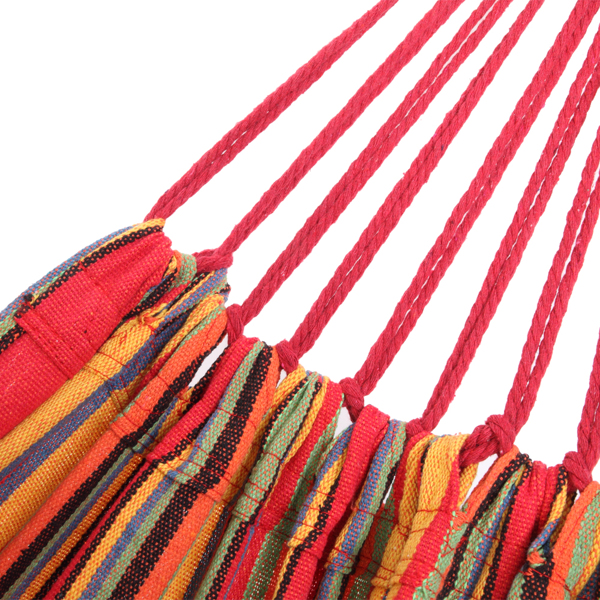 9ft 红小条 黑底银花架子 2*1.5m涤棉吊床 铁吊床套装 330.00lbs-16