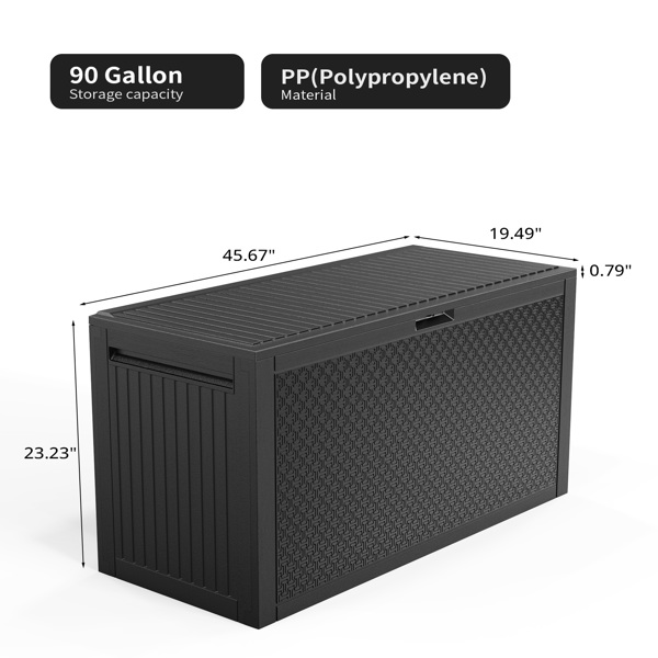 90gal 黑色 迷宫纹 塑料 注塑 庭院塑料收纳箱-3