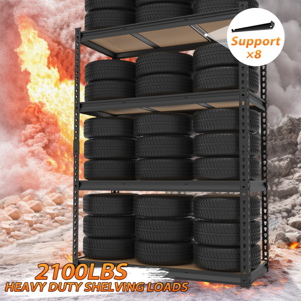 4层 可自由调节层间距 葫芦形孔位 带手套橡胶锤 展示架 铁 122*45*153.5cm 黑色铁件原木色中纤层板-12