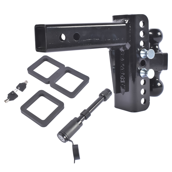 拖车挂接装置 Adjustable Trailer Hitch Fits 2.5" Receiver 6-Inch Drop/Rise 2" & 2-5/16" Ball 22000 LBS GTW with Anti-Theft Pin-4