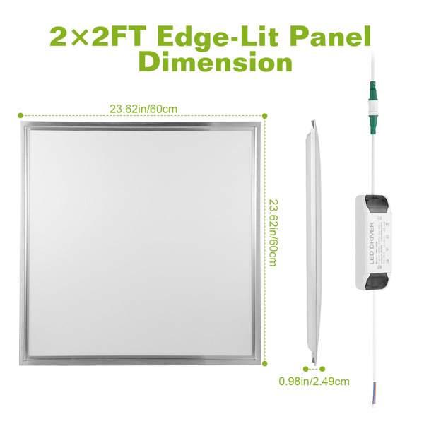 48W 2×2FT LED 面板灯 5800LM 7000K 天花板灯 150W Equivalent LED Troffer 嵌入式边缘灯-9