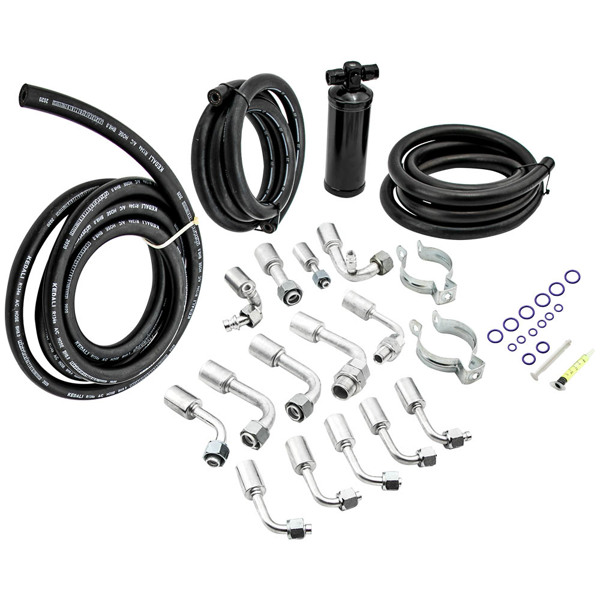 空调管件 134a A/C AC Air Conditioning Hose & Fittings & O-Ring Kit with Black Drier-1