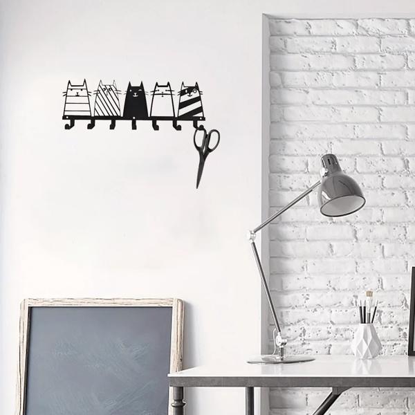 可爱的猫装饰挂钩。七钩键钩架，转换成一个高品质的现代壁挂式衣架（TikTok、temu下自提）-11