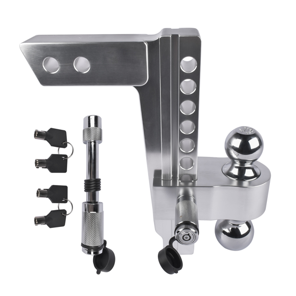 拖车挂接装置 Adjustable Trailer Hitch Fits 2" Receiver, 10" Drop/Rise 12500 LBS GTW 2" & 2-5/16" Dual Ball with Locks-3