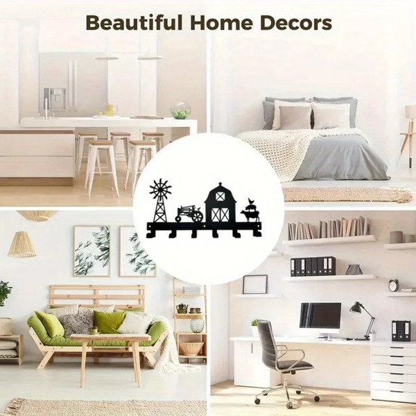 1PC，坚固的金属挂壁式储物架，带挂钩，非常适合挂外套，钥匙，毛巾等。一个多功能和实用的支架。实用钩子。（TikTok、temu下自提）-17