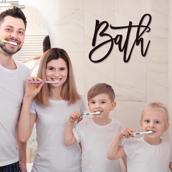 现代农家乐设计浴室标志：浴室金属字墙装饰的化妆室和浴室。这个墙壁雕塑为您的洗手间墙壁带来了优雅和永恒的吸引力，创造了一个放松和诱人的空间（TikTok、temu下自提）-16