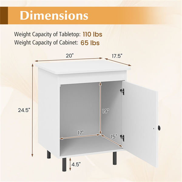 2个白色床头柜带门  WALMART禁止销售-4