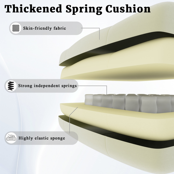 人体工学游戏椅，带按摩腰部支撑和脚踏的视频游戏椅，高度可调的布艺电脑椅，配有袋装弹簧垫，米白色（TEMU仅限自提）-7