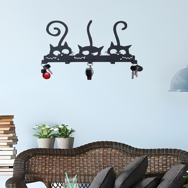采购产品古董壁挂式黑色金属挂架-设计用于挂大衣，软呢帽和衣服，迷人的壁挂架，实用钩子（TikTok、temu下自提）-5