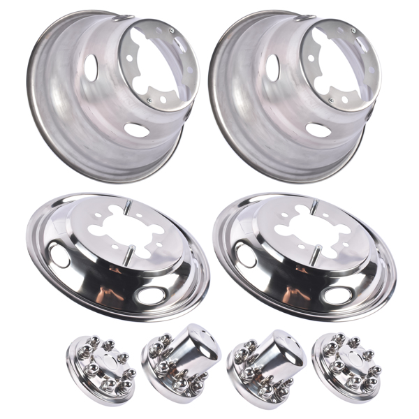 轮毂盖 Stainless Steel Dual Wheel Simulator Covers Fit for 2003-2018 Replacement for Dodge Replacement for Ram 3500 17"-9