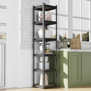 6层 可自由调节层间距 葫芦形孔位 带手套橡胶锤 展示架 铁 40*40*184cm 黑色铁件原木色中纤层板