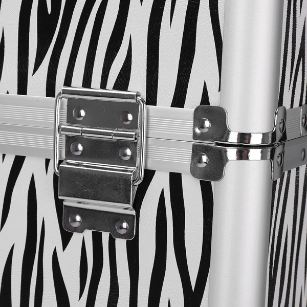 【SM】三合一四轮铝合金拉杆化妆箱纹绣箱 白斑马纹-10