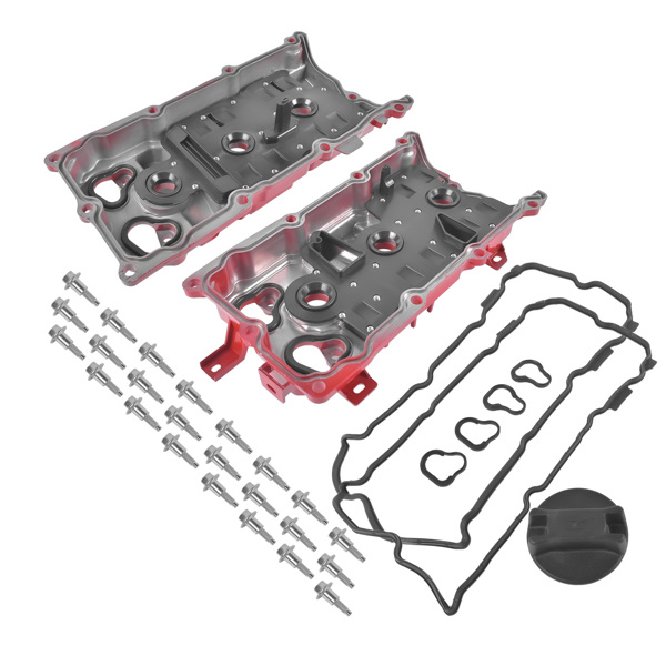 气门室盖 2Pcs Aluminum Valve Covers Red with Gasket Cap Fit for Infiniti EX35 FX35 G35 M35 M35h 3.5L V6 13264JK20A-7