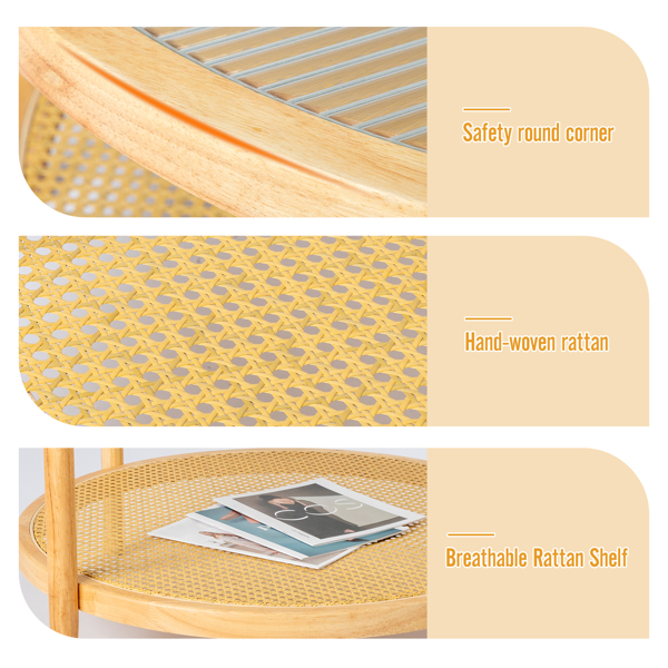 31.5 双层 原木色 庭院木边桌 玻璃 橡胶木 PE藤-16