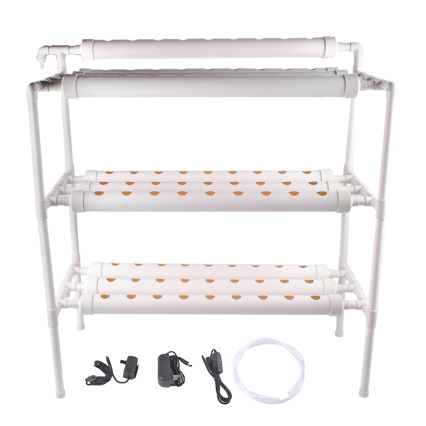 A1-落地式水培种植系统 Floor Standing Hydroponics Growing Planting System Kit, Soilless Cultivation PVC Pipes for Gardening and Planting (90 Seed Holes, White)-1