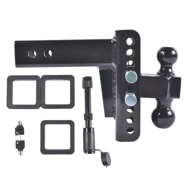 拖车挂接装置 Adjustable Trailer Hitch Fits 2.5" Receiver 6-Inch Drop/Rise 2" & 2-5/16" Ball 22000 LBS GTW with Anti-Theft Pin-2