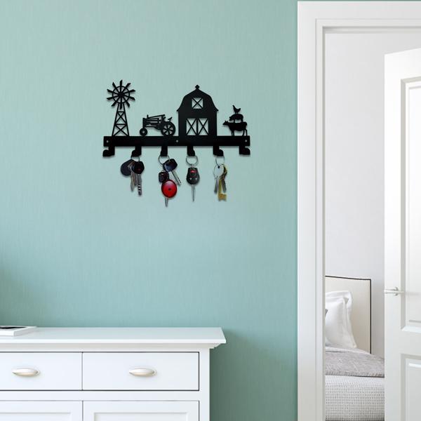 1PC，坚固的金属挂壁式储物架，带挂钩，非常适合挂外套，钥匙，毛巾等。一个多功能和实用的支架。实用钩子。（TikTok、temu下自提）-18