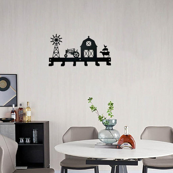 1PC，坚固的金属挂壁式储物架，带挂钩，非常适合挂外套，钥匙，毛巾等。一个多功能和实用的支架。实用钩子。（TikTok、temu下自提）-9