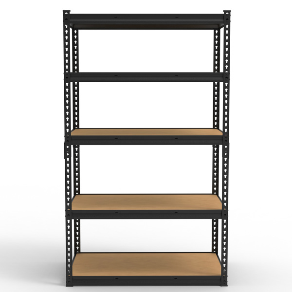 5层 可自由调节层间距 葫芦形孔位 带手套橡胶锤 展示架 铁 122*60*184cm 黑色铁件原木色中纤层板-8