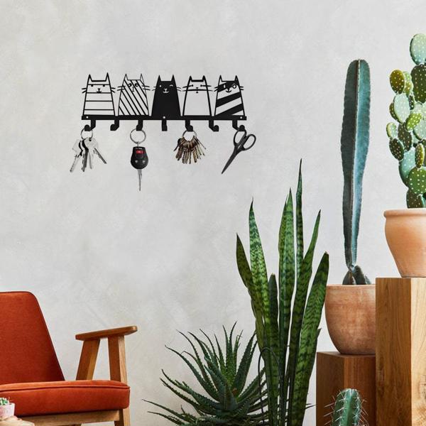 可爱的猫装饰挂钩。七钩键钩架，转换成一个高品质的现代壁挂式衣架（TikTok、temu下自提）-19