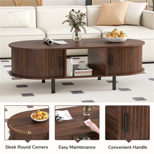 48英寸复古咖啡桌，带滑动槽门 （ WALMART禁止销售）-8