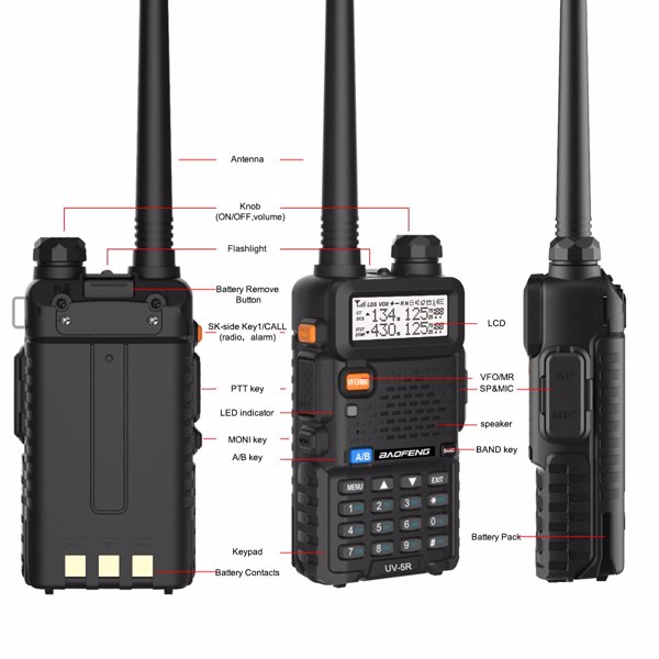 宝峰 UV-5R 双向无线电  对讲机 1800mAh 锂离子电池 (黑色 一个装) -6