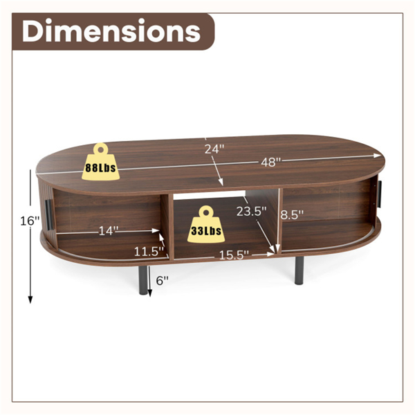 48英寸复古咖啡桌，带滑动槽门 （ WALMART禁止销售）-4