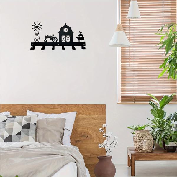 1PC，坚固的金属挂壁式储物架，带挂钩，非常适合挂外套，钥匙，毛巾等。一个多功能和实用的支架。实用钩子。（TikTok、temu下自提）-28