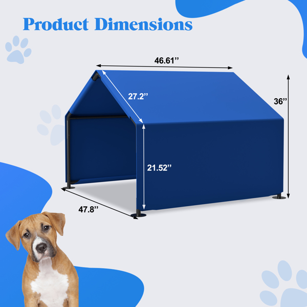 狗狗遮阳棚户外帐篷，适用于中小型犬，防水防晒宠物屋，适用于狗狗、小型动物和牲畜，蓝色-2