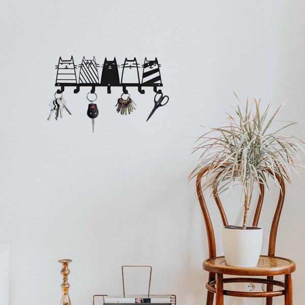 可爱的猫装饰挂钩。七钩键钩架，转换成一个高品质的现代壁挂式衣架（TikTok、temu下自提）-36