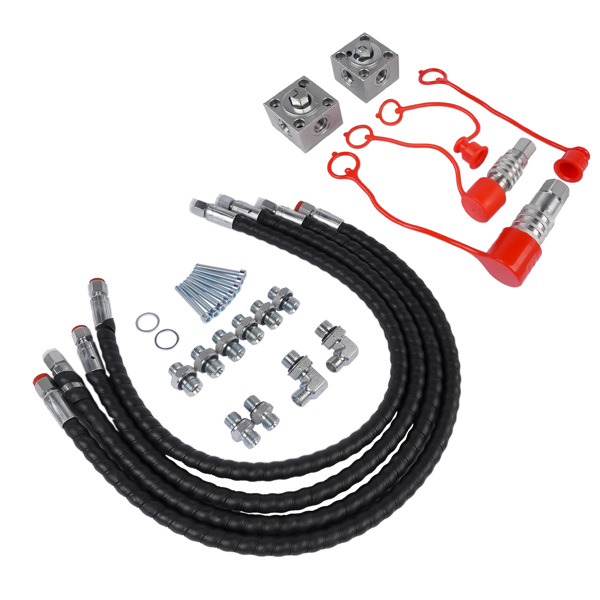 连接器套装 2 Three Way Diverter Valves w/ Quick Connects Replacement for 1-2 ton Chinese Mini Excavator-7