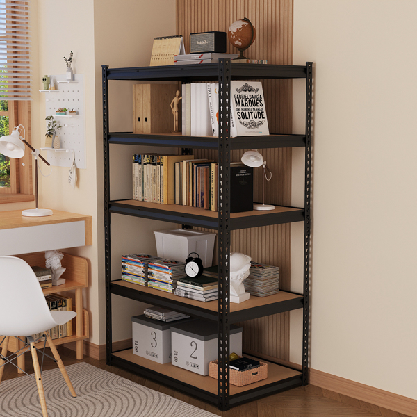 5层 可自由调节层间距 葫芦形孔位 带手套橡胶锤 展示架 铁 122*60*184cm 黑色铁件原木色中纤层板-11