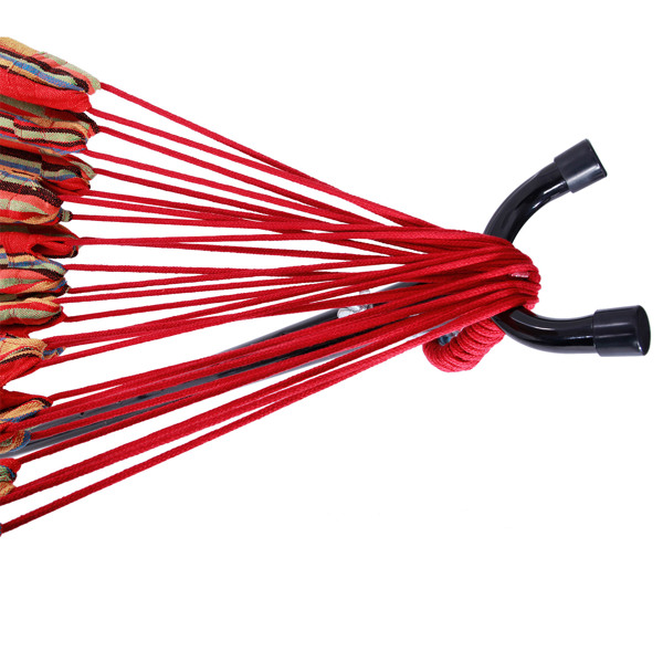 9ft 红小条 黑底银花架子 2*1.5m涤棉吊床 铁吊床套装 330.00lbs-8